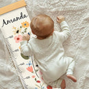 Personalized Name Growth Chart for Kids, Flower Canvas Height Chart Ruler Removable Hanging Wall Ruler Measurement Chart for Home Decoration, Waterproof Measuring Board, Foldable by TinyTreasures Baby Boutique