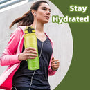 OLDLEY 32 oz Water Bottle, Motivational Water Bottle with Time Marker, Sports Water Bottle With Strap, Leakproof & BPA Free Large Water Bottles for School, Gym, Travel, Outdoor, Tritan,Yellow&Green by CozyNest Decor
