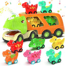Veslier Dinosaur Toys for Kids 2-4 3-5 with 6 Dinosaur Car Vehicles, Dino Transport Carrier Truck with Music and Roaring Sound Christmas Birthday Gift for 2+ Year Old Boys. by TinyTreasures Baby Boutique