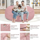 7FT Bean Bag Chair, Large Bean Bag Chairs with Memory Foam Filled, Fluffy Beanbag Sofa with Dutch Velvet Cover, Round BeanBag Chairs for Living Room, Playroom - Light Pink by TinyTreasures Baby Boutique