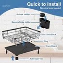 GAXmi Dish Drying Rack Over The Sink Drainer with Drainboard Utensil Holder, 1-Tier Grey by CozyNest Decor