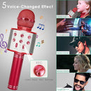 KIDWILL Wireless Bluetooth Karaoke Microphone for Kids, 5-in-1 Portable Handheld Karaoke Mic Speaker Player Recorder with Adjustable Remix FM Radio for Kids Girls Boys Teens Birthday (Red) by TinyTreasures Baby Boutique