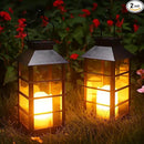 2 Pack Christmas Solar Lantern,Outdoor Garden Hanging Lantern-Waterproof LED Solar Lanterns Plastic Flickering Flameless Candle Mission Lights for Christmas Table, Outdoor, Party Decorative (Black) by GreenHaven Gardens