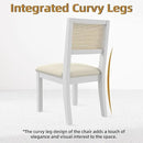 Westice Rattan Dining Chairs Set of 4, Farmhouse Natural Dining Room Chairs with Upholstered Cushion, Wood Armless Chairs for Kitchen/Restaurant, White by CozyNest Decor