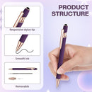 8 Pieces Ballpoint Pen with Stylus Tip Black Ink 2 in 1 Stylus Metal 1.0 mm Medium Point Smooth Pen Rainbow Colorful Rubberized Ballpoint for Touch Screen Tablet(Purple) by TinyTreasures Baby Boutique