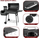 Charcoal Grill with Offset Smoker,BBQ Grills with Side Table,Outdoor Cooking with 714 Square Inches,Backyard Camping Picnics, Patio and Parties, Black by DNKMOR by GreenHaven Gardens