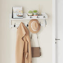 AMBIRD 26.57-Inch Wall Hanging Shelf With Coat Hooks - Entryway Wood Rack With 5 Dual Hooks, 3 Key Hooks, Mail Organizer and Key Holder (White) by CozyNest Decor