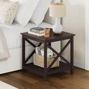 ChooChoo End Table, 24 Inch End Table with 2-Tier Storage Shelf, Side Table for Living Room, Wood Nightstand for Bedroom, Office, Painted Surface, Espresso by CozyNest Decor