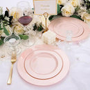 FLOWERCAT 60PCS Pink Plastic Plates - Heavy Duty Pink Plates Disposable for Party/Mother's Day/Wedding - serving 30 guests Include 30PCS 10.25inch & 30PCS 7.5inch by CozyNest Decor