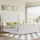 HOMBCK Full Bed Frame Upholstered Bed with Vertical Channel Tufted Headboard & Footboard/Wooden Slats/No Box Spring Needed/Easy Assembly, Cream by CozyNest Decor