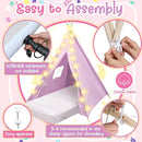 6 Pack Sleepovers Teepee Tent for Kids Bulk with Mattress Sheet Light,Natural Cotton Washable Indoor Play Tent for Birthday Slumber Party Girls Boys Pajama Movie Night Supplies(Pink, Purple, White) by TinyTreasures Baby Boutique