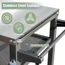 Domi 3-Shelf Outdoor Grill Table, Grill Cart with Wheels, Outdoor Pizza Oven and Food Prep Table, Blackstone with Stainless Steel Tabletop, BBQ Stand for Blackstone Griddle for Outside BBQ by CozyNest Decor