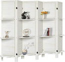 Room Divider with Shelves, Privacy Screen, Room Dividers and Folding Privacy Screens, 6 Panel Wood Temporary Wall Partition Separation Separator, White by CozyNest Decor