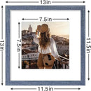 Vittanly 12x12 Picture Frames Set of 9, Shatter Resistant Plexiglass, Display 8x8 Pictures with Mat or 12x12 without Mat, Photo Frames for Wall Mount, Engineered Wood, Navy by CozyNest Decor