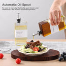 Olive Oil Dispenser Bottle for Kitchen, 3 Pack Glass Oil and Vinegar Dispenser Set, Elegant Book Design, Durable, Leak-Proof, Easy-Pour Spouts, Perfect for Kitchen, Dining Table (17oz) by CozyNest Decor