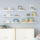 Fun Memories Picture Ledge Shelf for Wall, 36 inch Pine Wood Nursery Book Shelves Set of 2- Wall Book Shelves for Kids Room, Home Decor - Kitchen Spice-White by TinyTreasures Baby Boutique