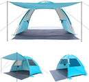 DLUCKY Beach Tent for 1/2/3/4/5/6 Person,Anti-UV Portable Sun Shade ShelterUPF 50+,Both Sides Extendable Floor,Extendable Awning,with 2 Ventilating Mesh Windows,Lightweight & Easy Setup. by TinyTreasures Baby Boutique