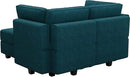 Bellfin Modular Sectional Sleeper Sofa Convertible Sofas with Storage Ottomans Small Sectional Couches for Living Room. Peacock Blue Couch by CozyNest Decor