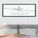 Relax You're On Lake Time Sign Wall Decor 40"×15" Lake House Bedroom Large Wood Framed Hanging Wall Art (Black) by CozyNest Decor