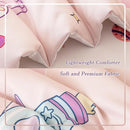PERFEMET 4 Piece Toddler Girl Bedding Set Space Theme Pink Toddler Bed Set with Sheets Soft Reversible Astronaut Planets Crib Bed Comforter for Kids Girls by TinyTreasures Baby Boutique