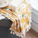 Sutuo Home Boho Curtain Semi-Blackout Yellow Florals Print Cotton Linen Fabric, Handmade Tassels Rod Pocket Bohemian Farmhouse Country Window Drapes for Living Bedroom, 59" W x 84" L, 1 Panel by CozyNest Decor