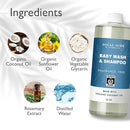 SoCal Suds & Company - 2-in-1 Organic Foaming Baby Wash Castile Soap & Shampoo Refill - Gentle Body Soap for Sensitive Gentle Bath -Nourishing Soothing Ingredients -Newborn Baby - Fragrance Free, 32oz by TinyTreasures Baby Boutique