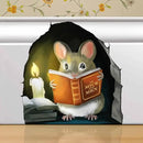 Mouse Reading Book, Wall Decor Sticker Decal, Kids Room, Classroom, Home, Bedroom, Bookcase, Book Lover, of Mice and Men, Children, Adorable, (Mouse Reading Book) by CozyNest Decor