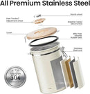 Veken Coffee Canister, 39OZ Large, Airtight Stainless Steel Food Storage Container for 2.2lbs Coffee Beans, Ground, Sugar, Tea, Flour, Rice, Cereal, Cookies Jars, Bar Accessories & Gifts, Cream by CozyNest Decor