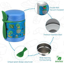 10oz Soup Thermo for Hot Food Kids,Lunch Thermo Kids Food Jar with Spoon Hot Insulated Food Containers,Leak Proof Stainless Steel Wide Mouth Lunch Food Thermo Jar for School(Blue-Dinosaur) by TinyTreasures Baby Boutique