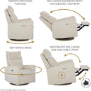Arya Modern Nursery Chair Glider Recliner with 180° Swivel - Cozy Motorized Reclining Nursing Chair with USB Ports, Gentle Motion, Ergonomic Design, Canadian-Made (Silver Grey/Nubia Fabric) by TinyTreasures Baby Boutique