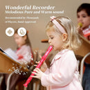 Soprano Recorder Instrument for Kids Beginners Student German Fingering C Key Recorder Instrument 3 Piece with Cleaning Rod and Bag Fingering Chart(Crystal Pink) by TinyTreasures Baby Boutique