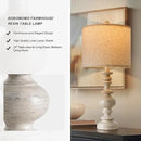 BOBOMOMO 24" Farmhouse Resin Table Lamp Set of 2, Vintage Lamps for Living Room Bedroom with Linen Shades, Traditional Rustic Bedside Lamps Retro Table Lamps for Living Room, Bedroom, Office by CozyNest Decor