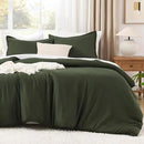 Litanika Comforters Olive Green Oversized Queen Size, 3 Pieces Lightweight Solid Bedding Comforter Set, All Season Fluffy Bed Set (98x98In Comforter & 2 Pillowcases) by CozyNest Decor