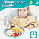 Stainless Steel Suction Plates for Toddlers, 9" Divided Kids Baby Plates with Removable Silicone Suction, Non Toxic Non Slip Portion Control Snack Dishes 3 Packs, Blue Gray Sage by TinyTreasures Baby Boutique