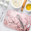 Serving Trays with Handles, 14.5 x 9.8 inch Rectangular Plastic Tray for Restaurant, Kitchen, Pink Cherry Blossom by CozyNest Decor