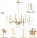 12 Light Gold Chandelier Light Fixture, Modern Farmhouse Chandeliers for Dining Room Light Fixture, Metal Candle Pendant Chandelier for Foyer Entryway Stairs Living Room Bedroom Kitchen by CozyNest Decor