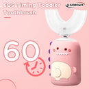 Kids U Shaped Electric Toothbrush for Age 2-12, Rechargeable Toddler Toothbrush with Smart Timer & 3 Clean Modes, Dinosaur Design, IPX7 Waterproof, 3 Brush Heads & 360°Cleaning by TinyTreasures Baby Boutique