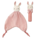 Organic Cotton Stuffed Animal Rattle Baby Toys, Hand Grip Rattle Squeaker Sticks Toys, Bunny Cuddle Cloth and Ring Rattle Plush Toy Set for Newborns Infant Boys Girls, 2 PCS by TinyTreasures Baby Boutique
