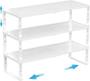 Expandable Spice Rack Kitchen Cabinet Shelf Organizer, Stackable Storage Shelves Racks, Adjustable Counter Shelving for Cabinets, Countertop, Cupboard,Pantry and More(3Packs/White/Medium) by CozyNest Decor