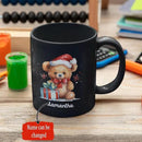 Custom Name Xmas Teddy Bear Cup, Personalized Christmas Teddy Bear Mug, Black Mug With Santa Hat Design - 11oz & 15oz, Gift For Men & Women by CozyNest Decor