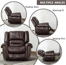 CANMOV Leather Recliner Chair Set of 2, Classic and Traditional Manual Recliner Chair with Comfortable Arms and Back,Manual Single Recliner Sofa for Living Room, Brown