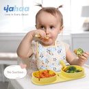 Silicone Foldable Novelty Dinner Plates,Baby Plates Travel Essential with Forks and Spoons,Microwave & Dishwasher Safe,Lemon by TinyTreasures Baby Boutique