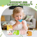 Animal Soft Gel Stacking Block Set Soft Silicone Baby Blocks Toys for 18 Months to 3 Years Old Early Learning Touch Bath Educational Toys with Numbers Animals Fruits Texture by TinyTreasures Baby Boutique