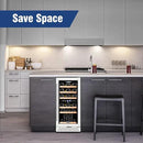 Tylza Mini Fridge 15 Inch Wine Cooler Under Counter, 33 Bottle Dual Zone Wine Fridge with Stainless Steel, Wine Refrigerator Freestanding, Built-in Wine Cellars by CozyNest Decor