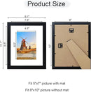 8x10 Picture Frame Set of 4, 8 x 10 Wood Photo Frames with Mat for 5x7, Wooden Frame with Real Glass Cover for Wall and Tabletop Display,Black by CozyNest Decor