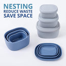 BLUE GINKGO Nesting Silicone Containers - Set of 3 Hard-Shell Silicone Food Storage Containers | BPA Free, Airtight, Dishwasher and Freezer Safe (6.7oz, 10oz, 20oz) - Blue by TinyTreasures Baby Boutique