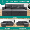 Naomi Home Transform Any Space: Sleeper Sectional Sofa with Convertible Sofa Bed & Inviting Chaise. Find Tranquil Comfort with Stress-Relieving Design & Durable Cushions - Dark Gray/Air Leather by CozyNest Decor