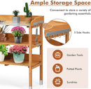S AFSTAR Potting Bench, Work Station with Fir Wood Construction & Metal Tabletop, Garden Planting Table w/Open Shelves and Hanging Hooks, Gardening Table Potting Table for Outside Backyard Balcony by GreenHaven Gardens