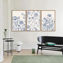 Tinonedraw Large Classic Chinoiserie Flower Framed Canvas Wall Art Set, Navy Blue and White Floral Wall Decor, Minimalist Neutral Botanical Art Printing for Living Room Bedroom Office Dorm 16"x24"x3 by CozyNest Decor