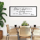 Bless the Food Before Us Wall Decor Art 24"X10" for Dining Room Kitchen Wall Wooden Framed Sign (Black) by CozyNest Decor